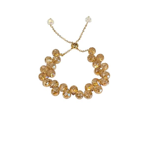 Swarovski Beaded Bracelet- Brown/Gold - Picture 2 of 7